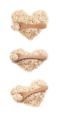 Heart shape made of oatmeal isolated