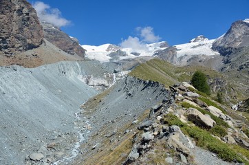Moraine of the glacier, Aosta Valley, Italy