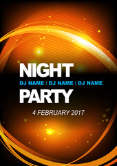 Night party poster template, Abstract orange circle background