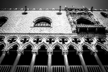  Dodges Palace in black and white Venice Italy
