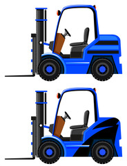 Two designs on blue forklifts
