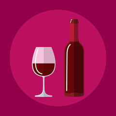 flat icon bottle of wine, glass of beer