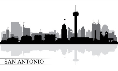 San Antonio city skyline silhouette background - obrazy, fototapety, plakaty