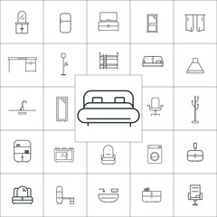 King size bed icon vector, furniture icon set, vector illustration