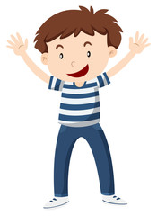 Happy boy with his hands up