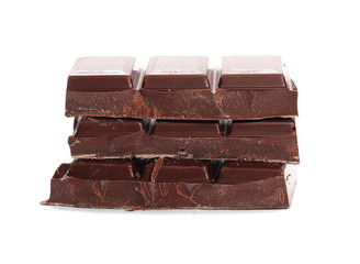 chocolate bars isolated on white background