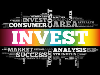 Fototapeta premium INVEST word cloud collage, business concept background