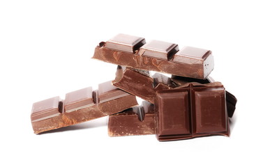 chocolate bars isolated on white background