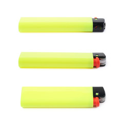 Yellow plastic lighter isolated