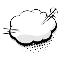 Halftone dot background style pop art. Blank template comic text speech cloud bubble. Dialog empty space. Creative composition idea conversation comics book sketch explosion sudden burst bomb.