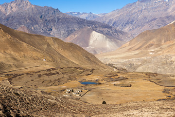 Landscape of Muktinath village in lower Mustang, Nepal