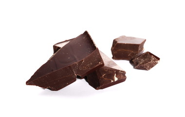 chocolate bars and chopped isolated on white