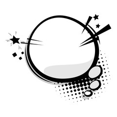 Dialog empty box space. Comics book sketch explosion sudden burst bomb. Blank template comic text speech round bubble. Halftone dot background style pop art. Creative idea conversation.