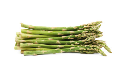 Pile of green asparagus isolated