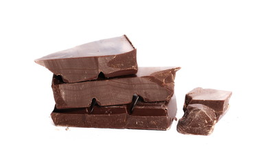 chocolate bars and chopped isolated on white