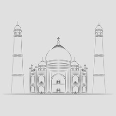 Mosque illustration, hand drawn, sketch