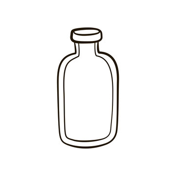 Hand drawing contour bottle jar icon.Retro vintage illustration on white background