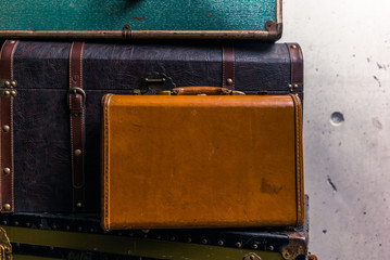 Stack of colorful vintage suitcases - 5