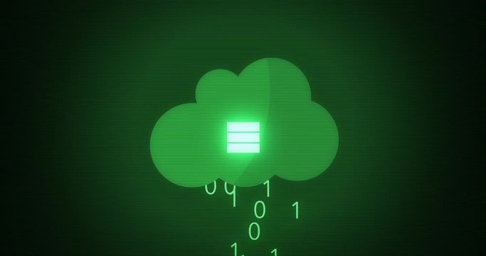 Futuristic Uploading graphics uploading files to the cloud - green version