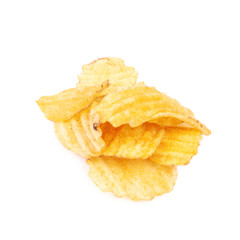 Pile of potato chips isolated