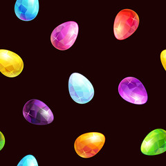 Seamless pattern with colorful jewel eggs