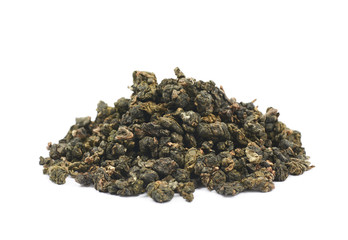 Pile of dried tea leaves isolated