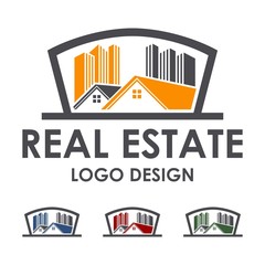 Real Estate Logo Roof And Building Element Design Vector 