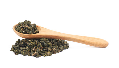 Pile of dried tea leaves isolated