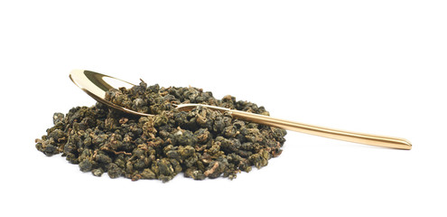 Pile of dried tea leaves isolated