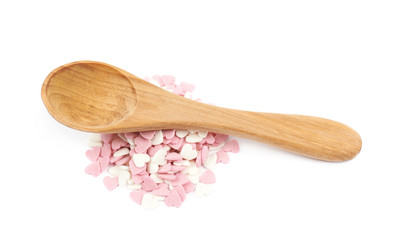 Spoon full of sprinkles isolated