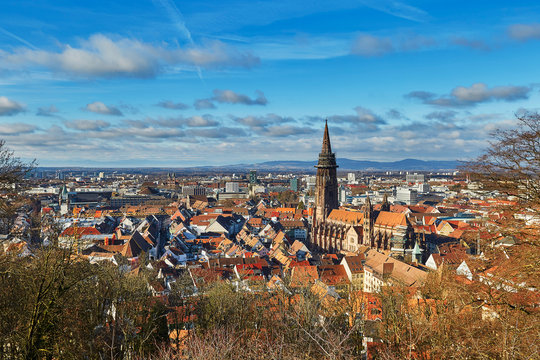 Panorama of Freiburg im Breisgau in Germany