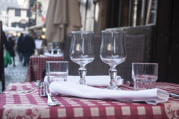 détail terrasse restaurant gastronomique alsacien, 