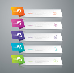 Infographic design vector and business icons with 5 options.
