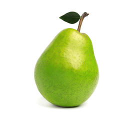 Whole fresh green pear, isolated on a white background