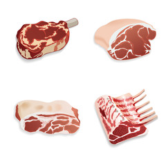 Uncooked organic  beef, pork, lamb meat