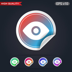 Colored icon or button of eye symbol with background