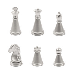 Full set of chess figures isolated