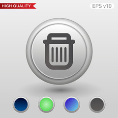 Colored icon or button of bucket or delete symbol with background