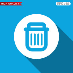Colored icon or button of bucket or delete symbol with background