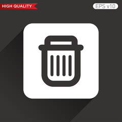 Colored icon or button of bucket or delete symbol with background