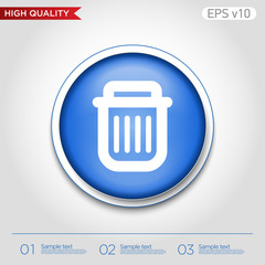 Colored icon or button of bucket or delete symbol with background