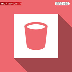 Colored icon or button of bucket or delete symbol with background