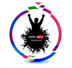 Poster with cheering people