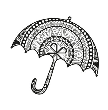 Vector illustration of an umbrella mandala for coloring book, ombrello mandala vettoriale da colorare