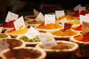 Various spices on farmer market