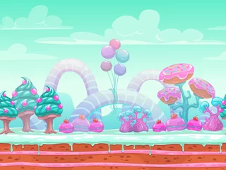 Fotobehang Zeegroen Fantasie zoete wereld illustratie.  © lilu330