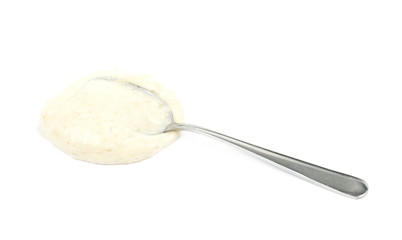 Puddle of mashed banana puree