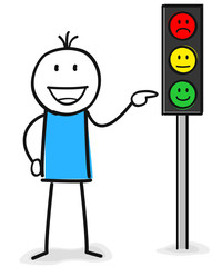 Ampel Smiley Bewertung mit fröhlicher Figur