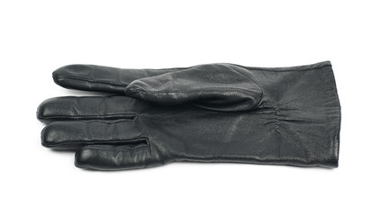 Sinlge black leather glove isolated