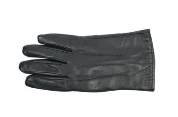 Sinlge black leather glove isolated